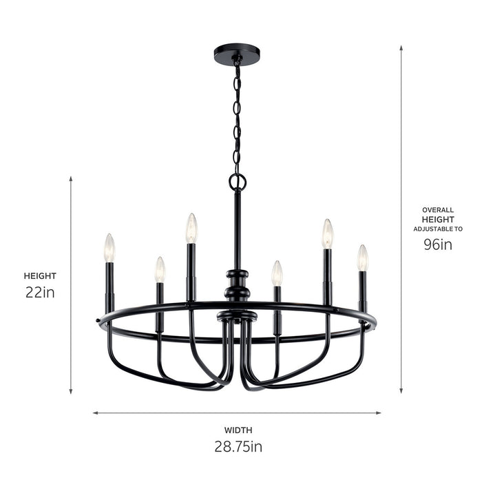 Myhouse Lighting Kichler - 52304BK - Six Light Chandelier - Capitol Hill - Black