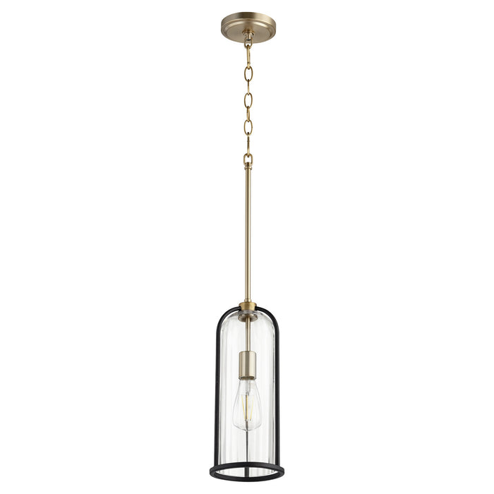 Myhouse Lighting Quorum - 307-6980 - One Light Pendant - Espy - Textured Black w/ Aged Brass
