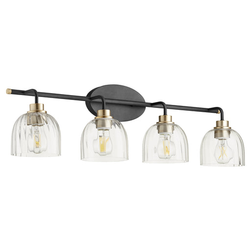Myhouse Lighting Quorum - 507-4-6980 - Four Light Vanity - Espy - Textured Black w/ Aged Brass