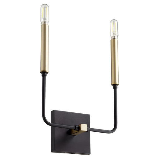 Myhouse Lighting Quorum - 531-2-6980 - Two Light Wall Mount - Lacy - Textured Black w/ Aged Brass