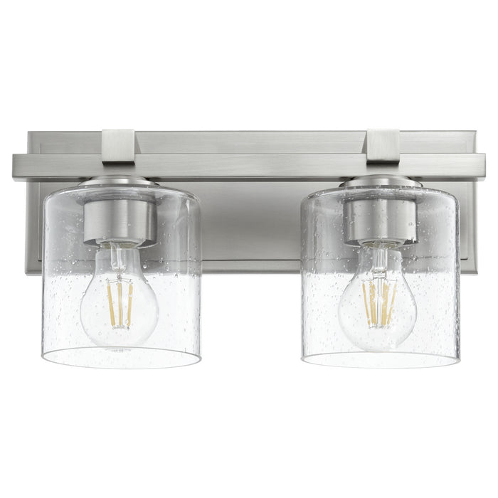 Myhouse Lighting Quorum - 5669-2-265 - Two Light Wall Mount - 5669 Cylinder Lighting Series - Satin Nickel w/ Clear/Seeded