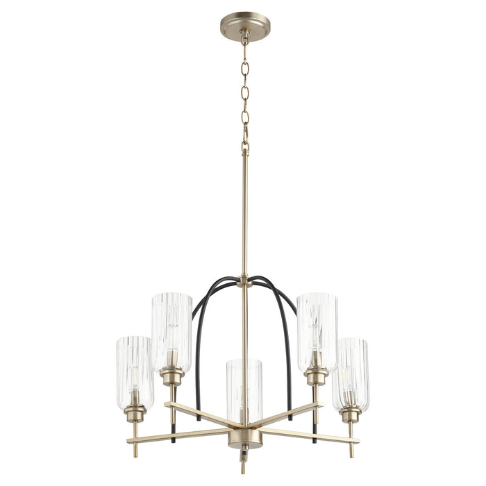 Myhouse Lighting Quorum - 607-5-6980 - Five Light Chandelier - Espy - Textured Black w/ Aged Brass