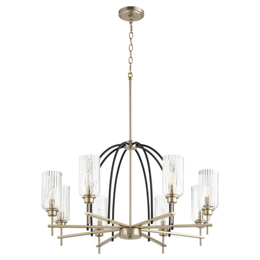 Myhouse Lighting Quorum - 607-8-6980 - Eight Light Chandelier - Espy - Textured Black w/ Aged Brass