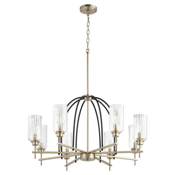 Myhouse Lighting Quorum - 607-8-6980 - Eight Light Chandelier - Espy - Textured Black w/ Aged Brass