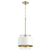 Myhouse Lighting Quorum - 8012-0880 - One Light Pendant - Glass Cylinder Drum Pendants - Aged Brass w/ Studio White