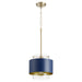 Myhouse Lighting Quorum - 8012-3280 - One Light Pendant - Glass Cylinder Drum Pendants - Aged Brass w/ Blue