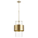 Myhouse Lighting Quorum - 8013-80 - One Light Pendant - Glass Cylinder Drum Pendants - Aged Brass