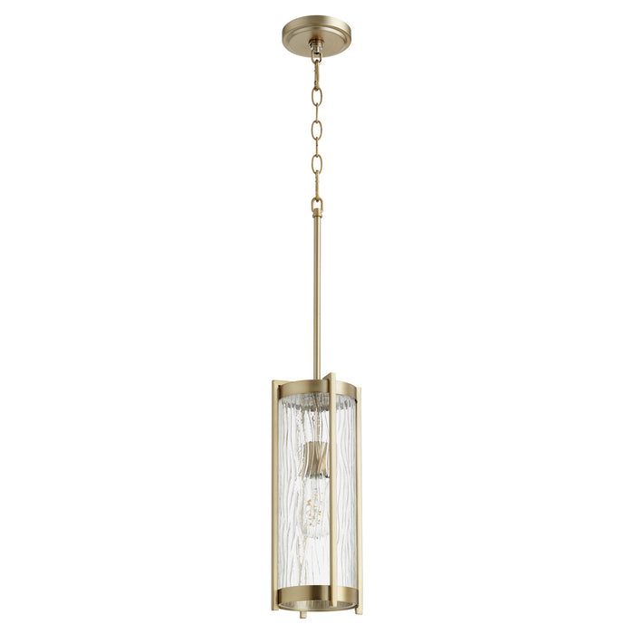 Myhouse Lighting Quorum - 809-80 - One Light Pendant - Chisseled Pendants - Aged Brass w/ Clear Chisseled Glass