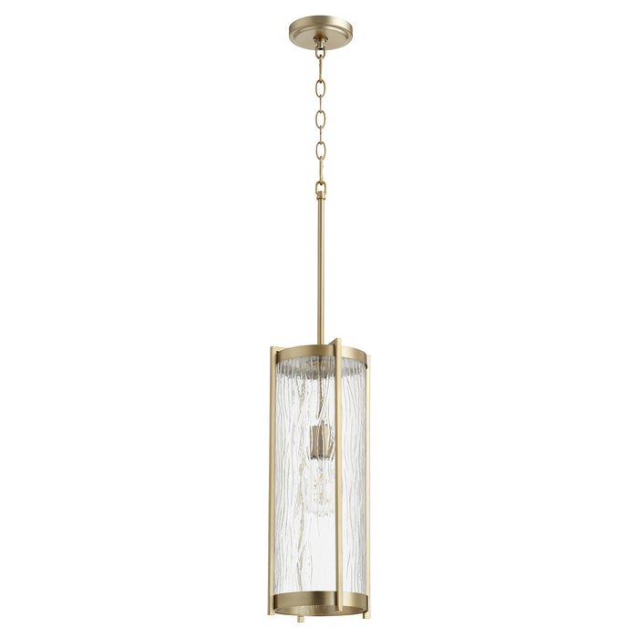 Myhouse Lighting Quorum - 810-80 - One Light Pendant - Chisseled Pendants - Aged Brass w/ Clear Chisseled Glass