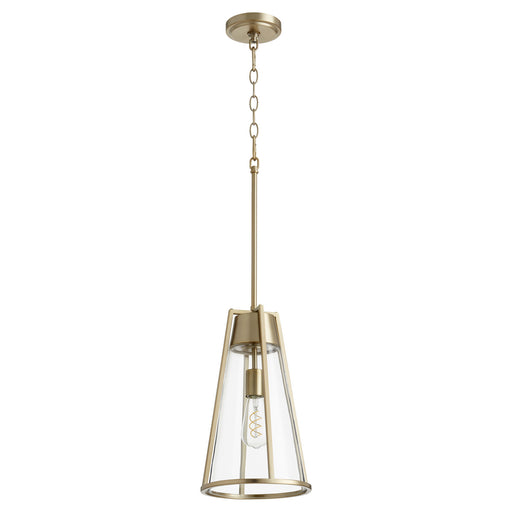 Myhouse Lighting Quorum - 826-80 - One Light Pendant - Pylon Pendants - Aged Brass w/ Clear