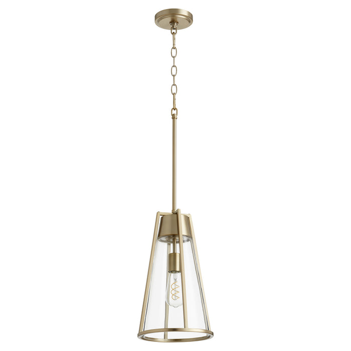 Myhouse Lighting Quorum - 826-80 - One Light Pendant - Pylon Pendants - Aged Brass w/ Clear