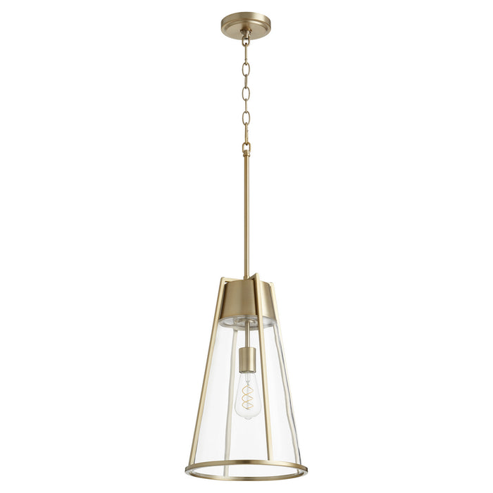 Myhouse Lighting Quorum - 827-80 - One Light Pendant - Pylon Pendants - Aged Brass w/ Clear