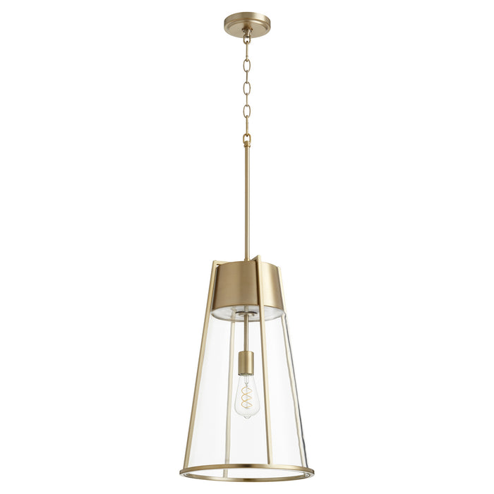 Myhouse Lighting Quorum - 828-80 - One Light Pendant - Pylon Pendants - Aged Brass w/ Clear