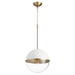 Myhouse Lighting Quorum - 83-12-0880 - One Light Pendant - Sphere Pendants - Studio White w/ Aged Brass