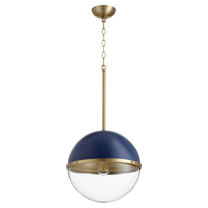 Myhouse Lighting Quorum - 83-12-3280 - One Light Pendant - Sphere Pendants - Blue w/ Aged Brass