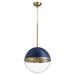 Myhouse Lighting Quorum - 83-12-3280 - One Light Pendant - Sphere Pendants - Blue w/ Aged Brass