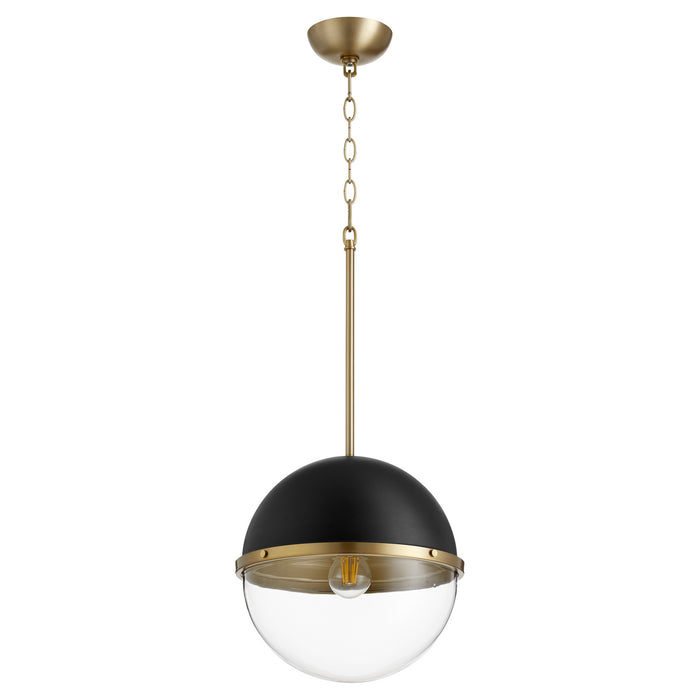 Myhouse Lighting Quorum - 83-12-6980 - One Light Pendant - Sphere Pendants - Textured Black w/ Aged Brass