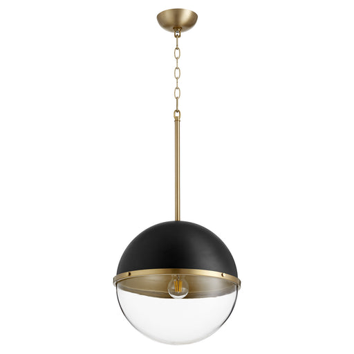 Myhouse Lighting Quorum - 83-14-6980 - One Light Pendant - Sphere Pendants - Textured Black w/ Aged Brass