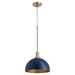 Myhouse Lighting Quorum - 876-3280 - One Light Pendant - 876 Dome Pendants - Blue w/ Aged Brass