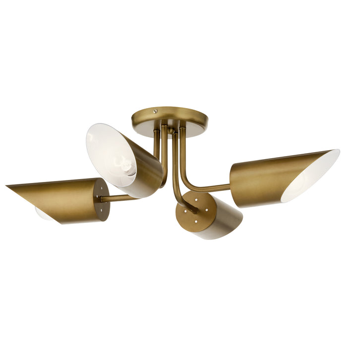 Myhouse Lighting Kichler - 52164NBR - Four Light Semi Flush Mount - Trentino - Natural Brass