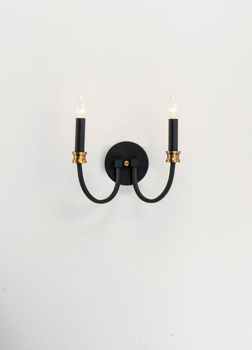Myhouse Lighting Maxim - 11372BKAB - Two Light Wall Sconce - Charlton - Black / Antique Brass