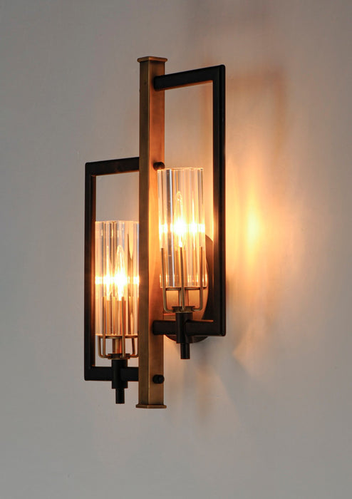 Myhouse Lighting Maxim - 16115CLBKAB - Two Light Wall Sconce - Flambeau - Black / Antique Brass