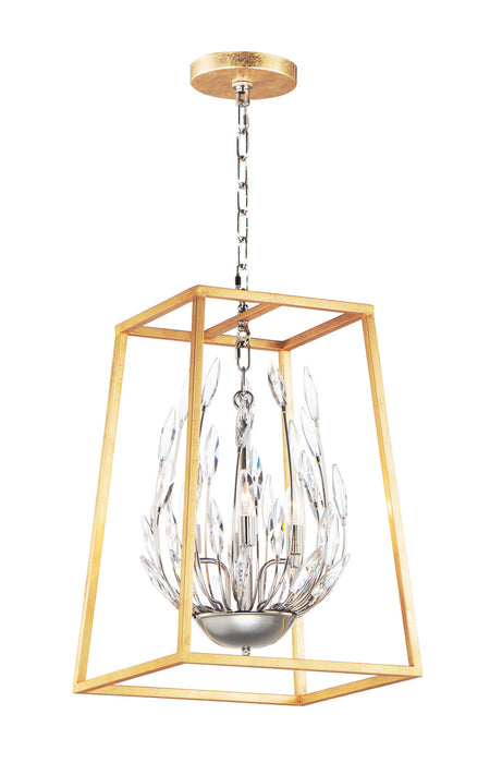 Myhouse Lighting Maxim - 32404BCPNGL - Four Light Pendant - Bouquet - Polished Nickel / Gold Leaf