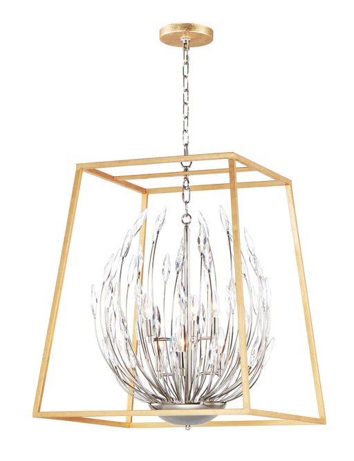 Myhouse Lighting Maxim - 32406BCPNGL - Six Light Pendant - Bouquet - Polished Nickel / Gold Leaf