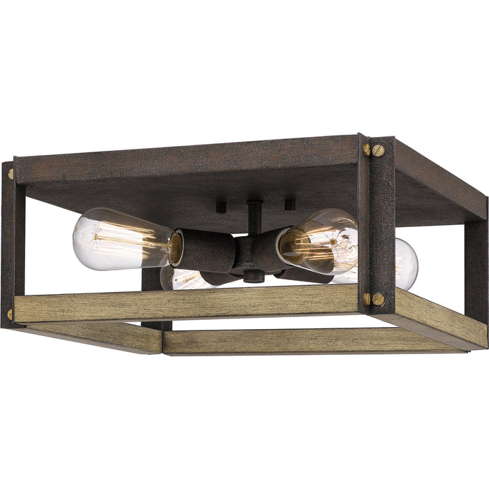 Myhouse Lighting Quoizel - FNN1615RK - Four Light Flush Mount - Finn - Rustic Black