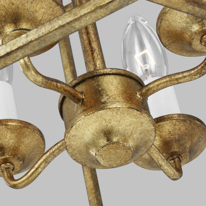 Myhouse Lighting Visual Comfort Studio - AC1004ADB - Four Light Pendant - Bantry House - Antique Gild