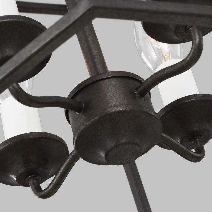 Myhouse Lighting Visual Comfort Studio - AC1004SMS - Four Light Pendant - Bantry House - Smith Steel