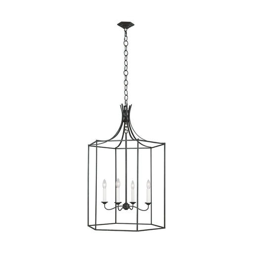 Myhouse Lighting Visual Comfort Studio - AC1024SMS - Four Light Pendant - Bantry House - Smith Steel