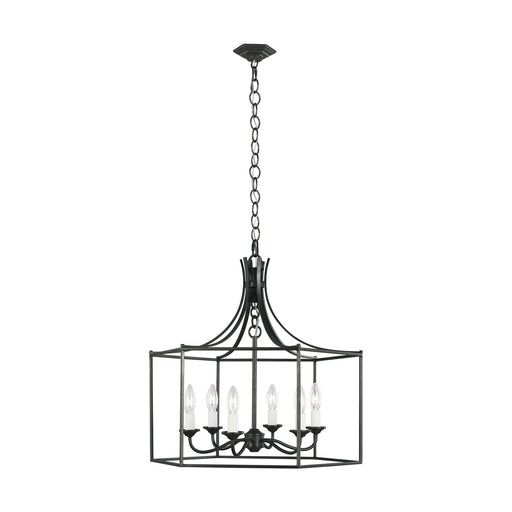 Myhouse Lighting Visual Comfort Studio - AC1046SMS - Six Light Chandelier - Bantry House - Smith Steel