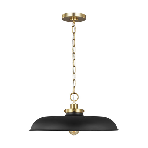 Myhouse Lighting Visual Comfort Studio - CP1231MBKBBS - One Light Pendant - Wellfleet - Midnight Black and Burnished Brass