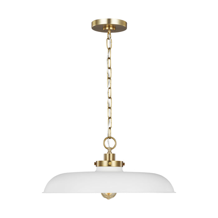 Myhouse Lighting Visual Comfort Studio - CP1231MWTBBS - One Light Pendant - Wellfleet - Matte White and Burnished Brass