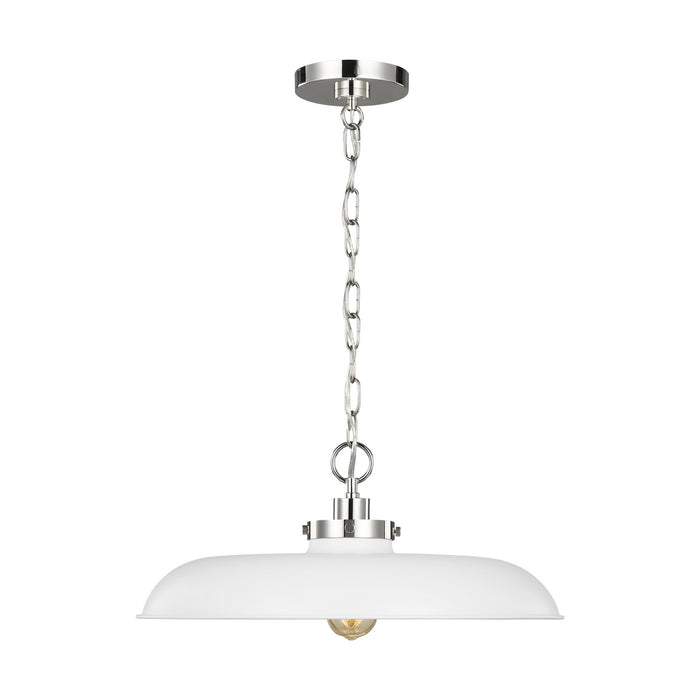 Myhouse Lighting Visual Comfort Studio - CP1231MWTPN - One Light Pendant - Wellfleet - Matte White and Polished Nickel