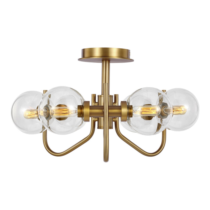 Myhouse Lighting Visual Comfort Studio - EF1036BBS - Six Light Semi-Flush Mount - Verne - Burnished Brass