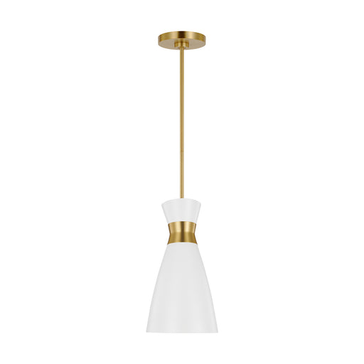 Myhouse Lighting Visual Comfort Studio - EP1221MWTBBS - One Light Pendant - Heath - Matte White and Burnished Brass