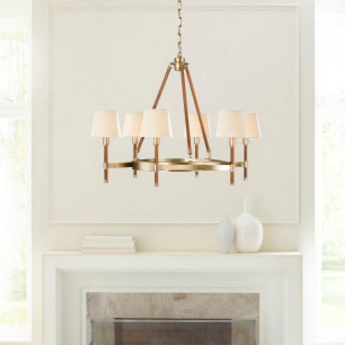 Myhouse Lighting Visual Comfort Studio - LC1006TWB - Six Light Chandelier - Katie - Time Worn Brass