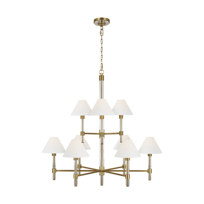 Myhouse Lighting Visual Comfort Studio - LC1069TWB - Nine Light Chandelier - Robert - Time Worn Brass