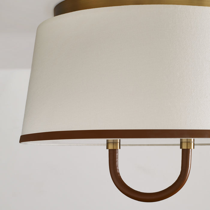 Myhouse Lighting Visual Comfort Studio - LF1002TWB - Two Light Flush Mount - Katie - Time Worn Brass