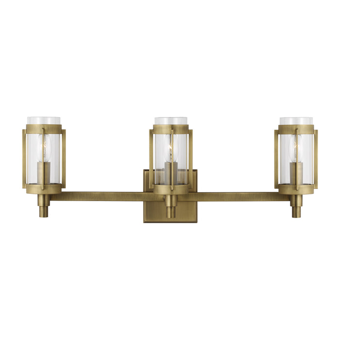 Myhouse Lighting Visual Comfort Studio - LV1023TWB - Three Light Vanity - Flynn - Time Worn Brass