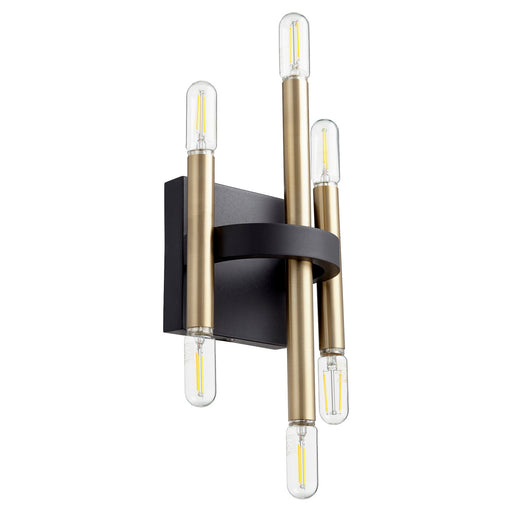 Myhouse Lighting Quorum - 50-6-6980 - Six Light Wall Mount - Luxe - Textured Black w/ Aged Brass