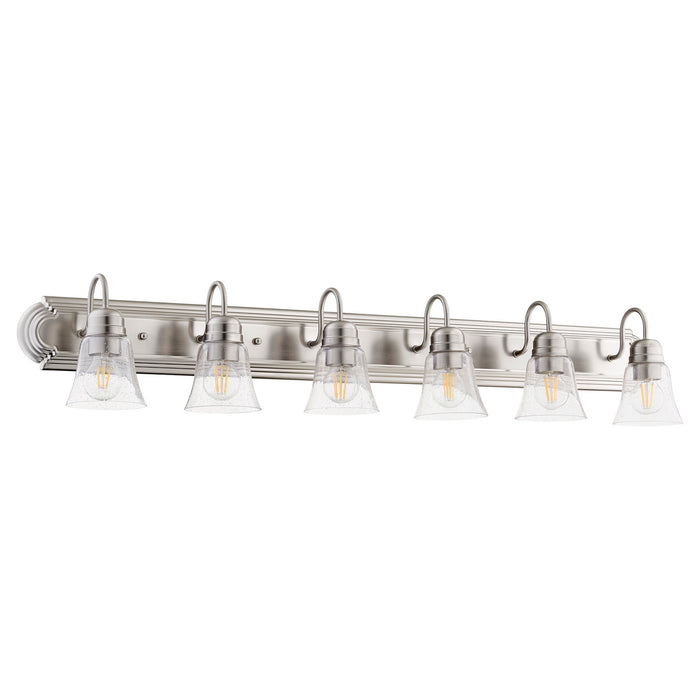 Myhouse Lighting Quorum - 5094-6-265 - Six Light Vanity - 5094 Vanities - Satin Nickel w/ Clear/Seeded