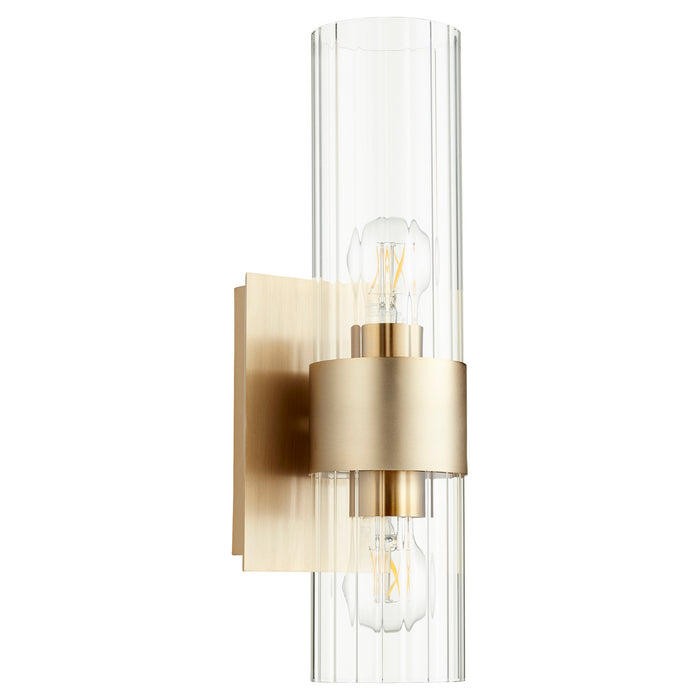 Myhouse Lighting Quorum - 5826-2-80 - Two Light Wall Mount - 5828 Clear Fluted Wall Mounts - Aged Brass