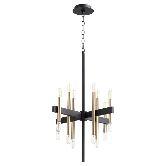 Myhouse Lighting Quorum - 60-16-6980 - 16 Light Chandelier - Luxe - Textured Black w/ Aged Brass