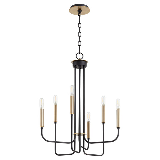 Myhouse Lighting Quorum - 630-6-6980 - Six Light Chandelier - Hope - Textured Black w/ Aged Brass