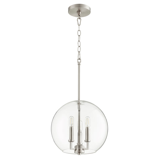 Myhouse Lighting Quorum - 873-3-65 - Three Light Pendant - 873 Globe Pendants - Satin Nickel