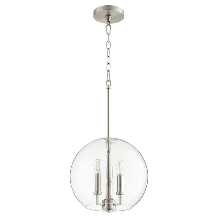 Myhouse Lighting Quorum - 873-3-65 - Three Light Pendant - 873 Globe Pendants - Satin Nickel