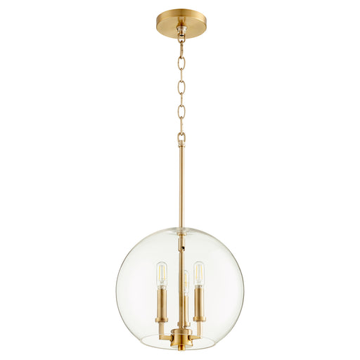 Myhouse Lighting Quorum - 873-3-80 - Three Light Pendant - 873 Globe Pendants - Aged Brass